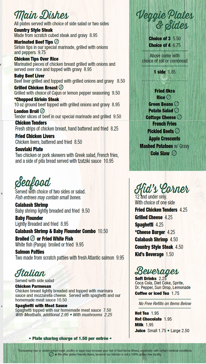 Menu Stacy S Restaurant Denver Nc