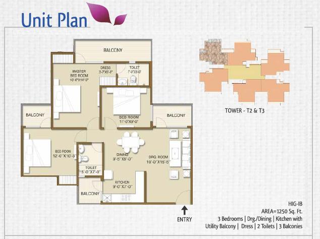 HIG-I B Saleable Area-1250 sq. ft.