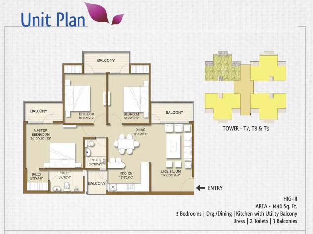 HIG-III Saleable Area-1440 sq. ft.