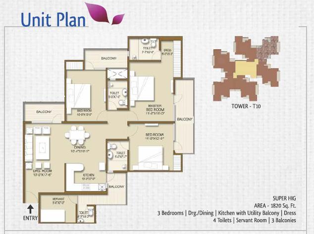 Super-HIG Saleable Area-1820 sq. ft.