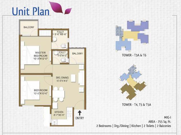 MIG-I Saleable Area-755 sq. ft.