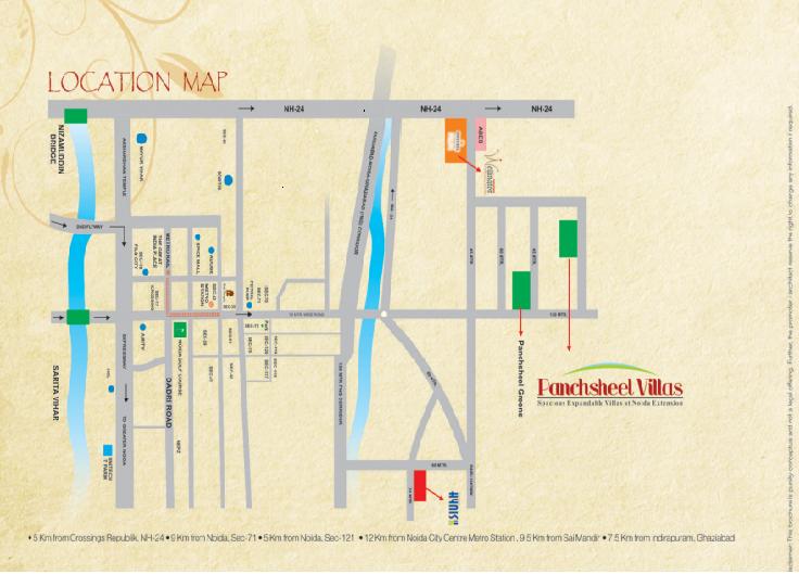 Panchsheel Villas Location Map