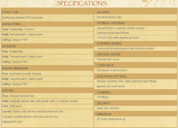 Panchsheel Villas Specifications