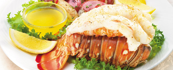 lobster tail with lemon juice and drawn butter