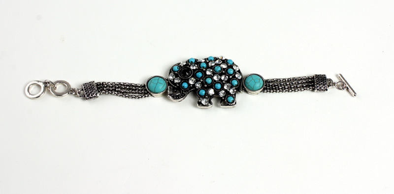 Turquoise & Diamond Elephant Bracelet