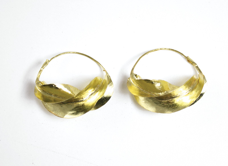 Large Fula Gold Twist Earrings