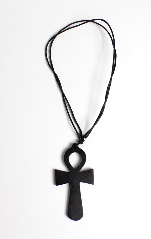 Large Black Wooden Ankh Necklace