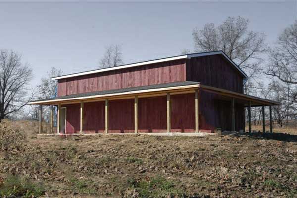Pole Barn constructed using reclaimed wood supplied by MichiganBarnworks