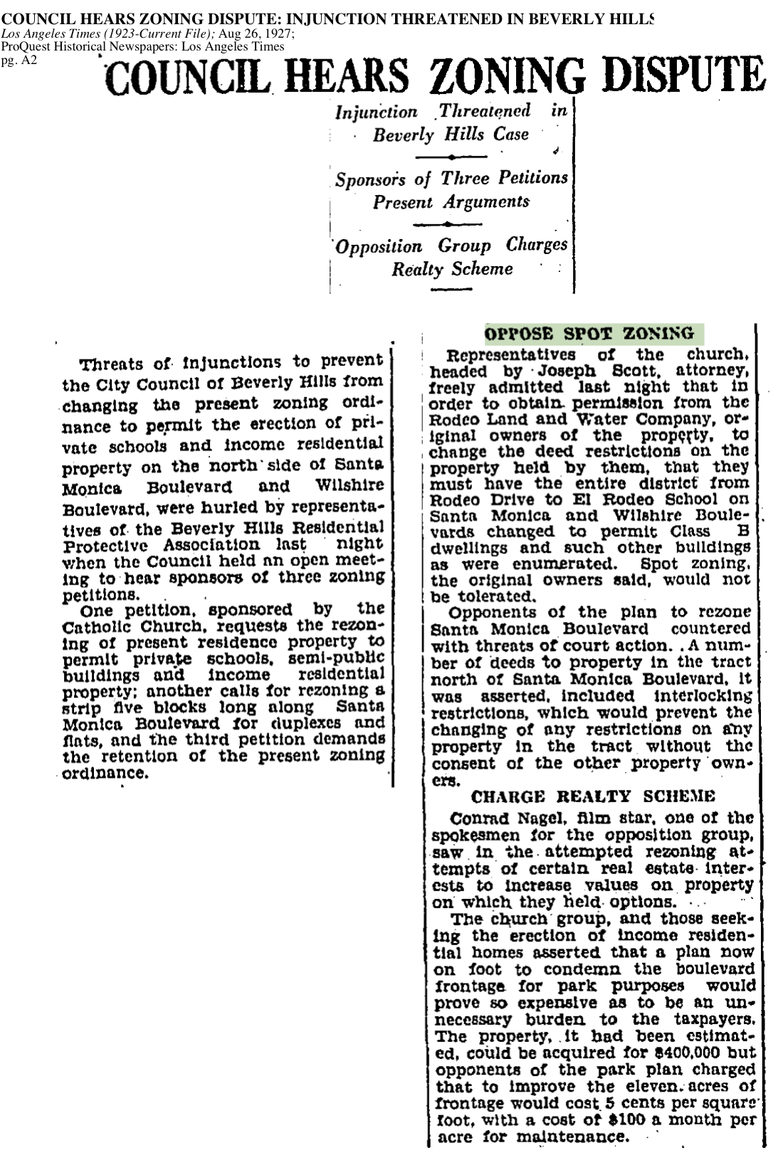 1927-Council Hears Zoning Dispute