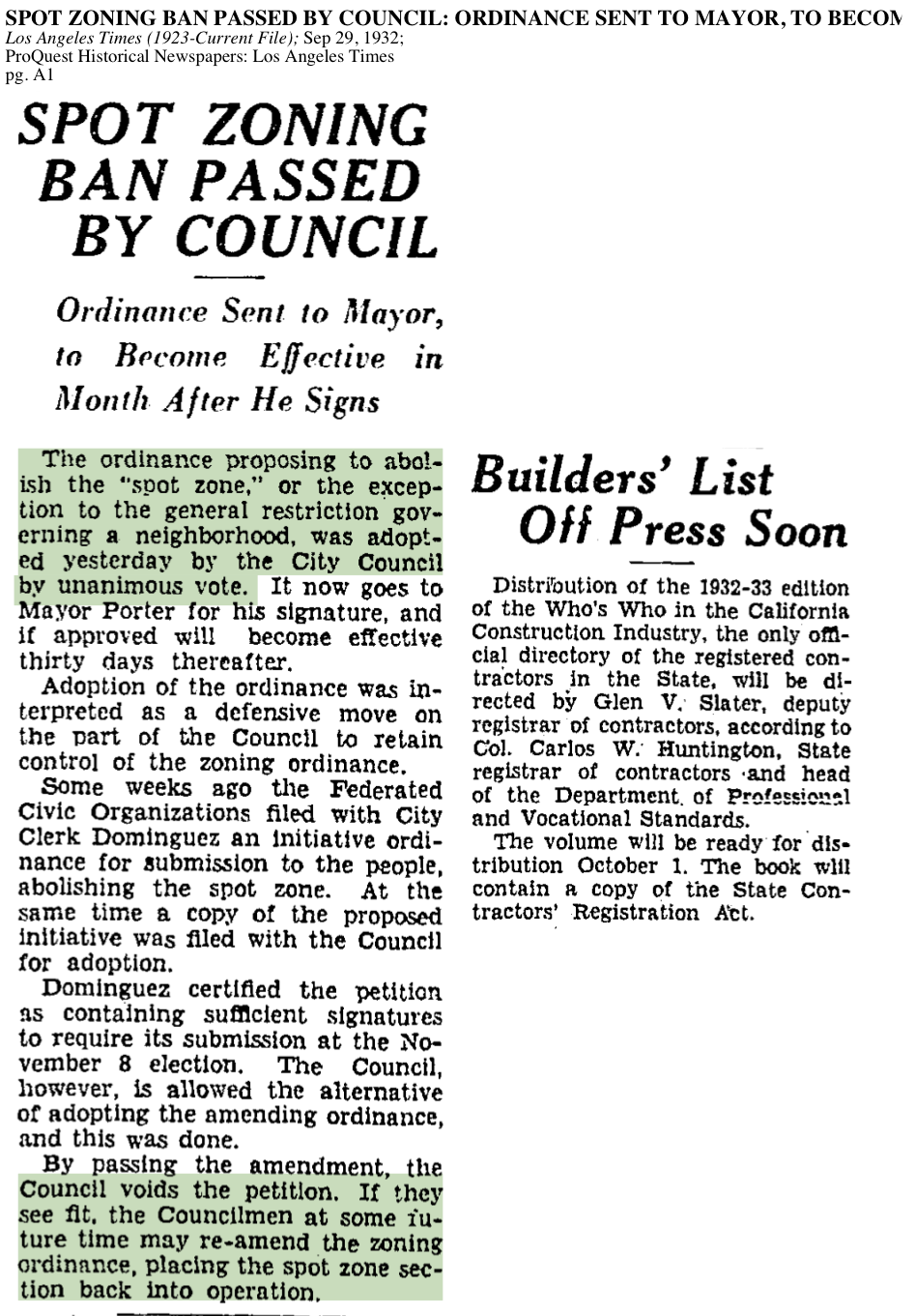 1932-Spot Zoning Ban Passed