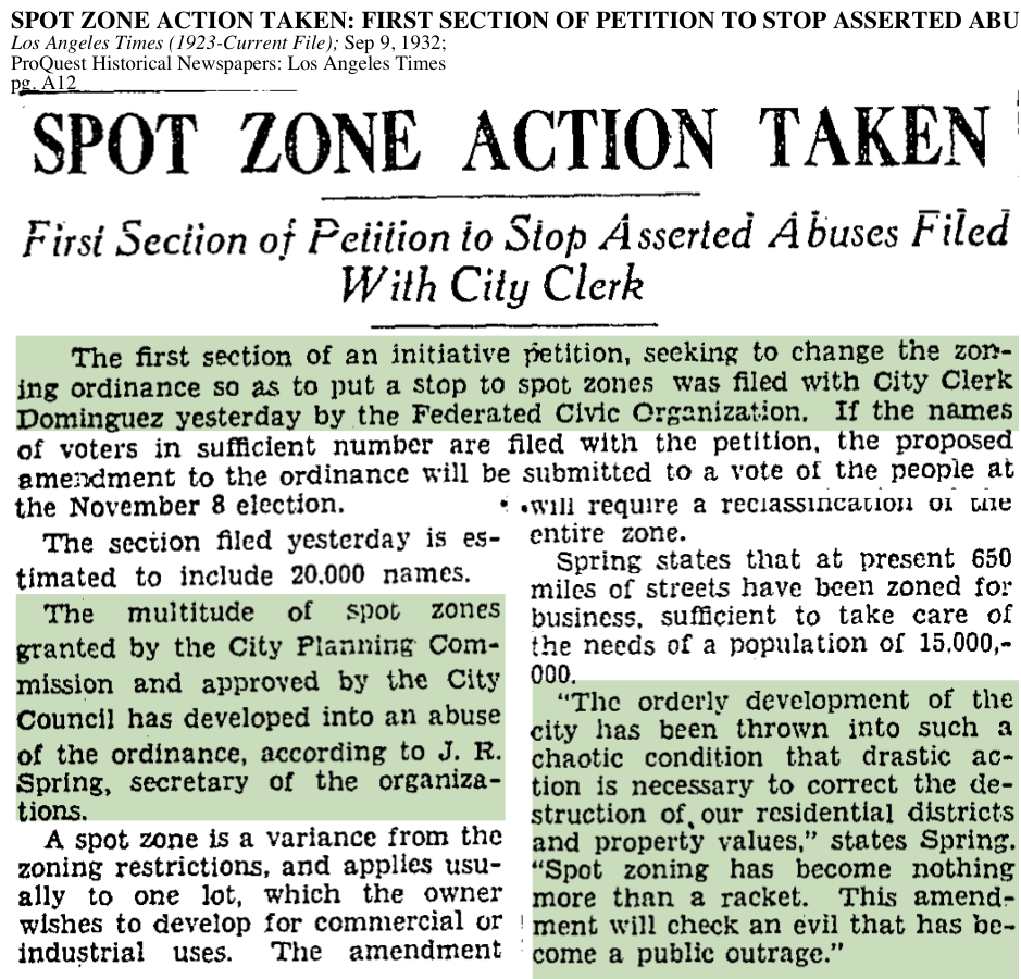 1932-Spot Zoning Action Taken