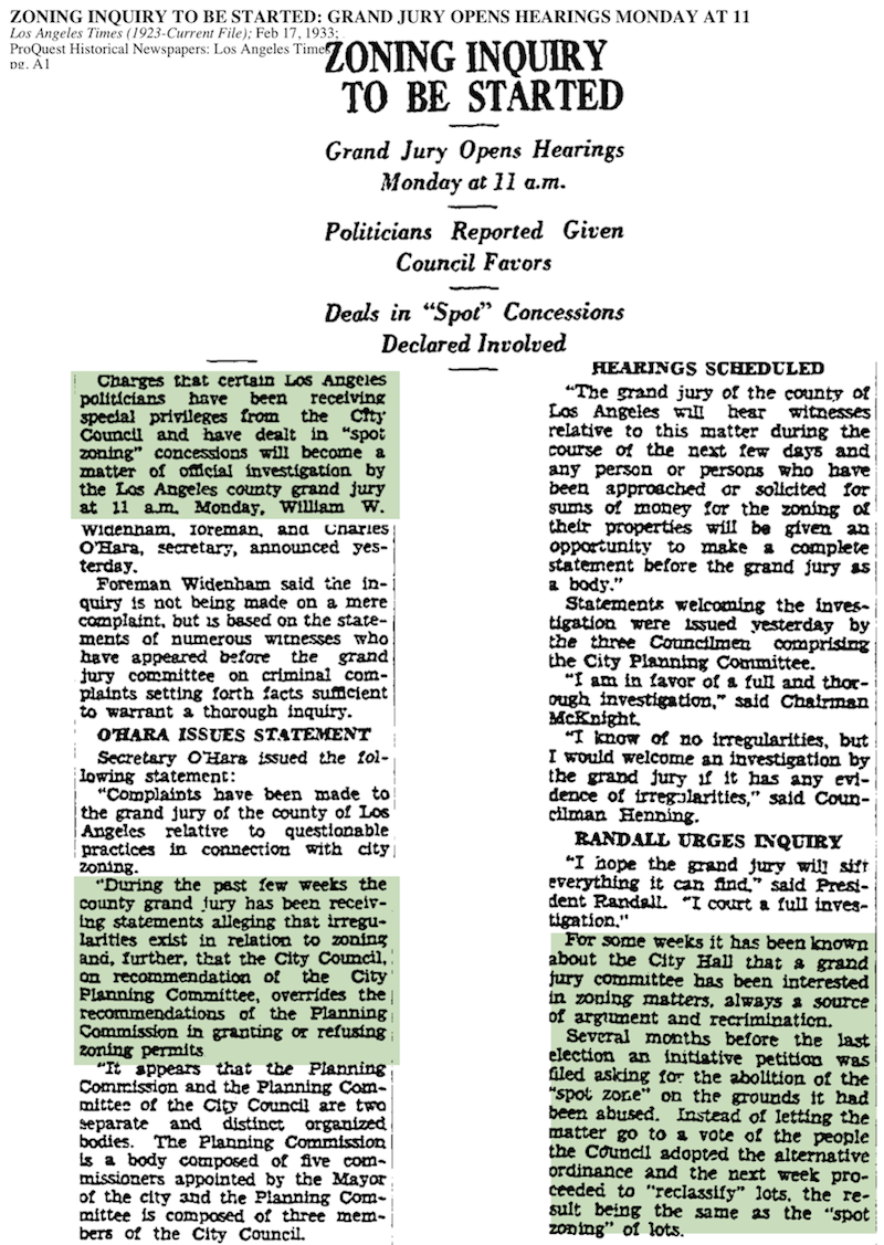 1933-Zoning Inquiry Starts