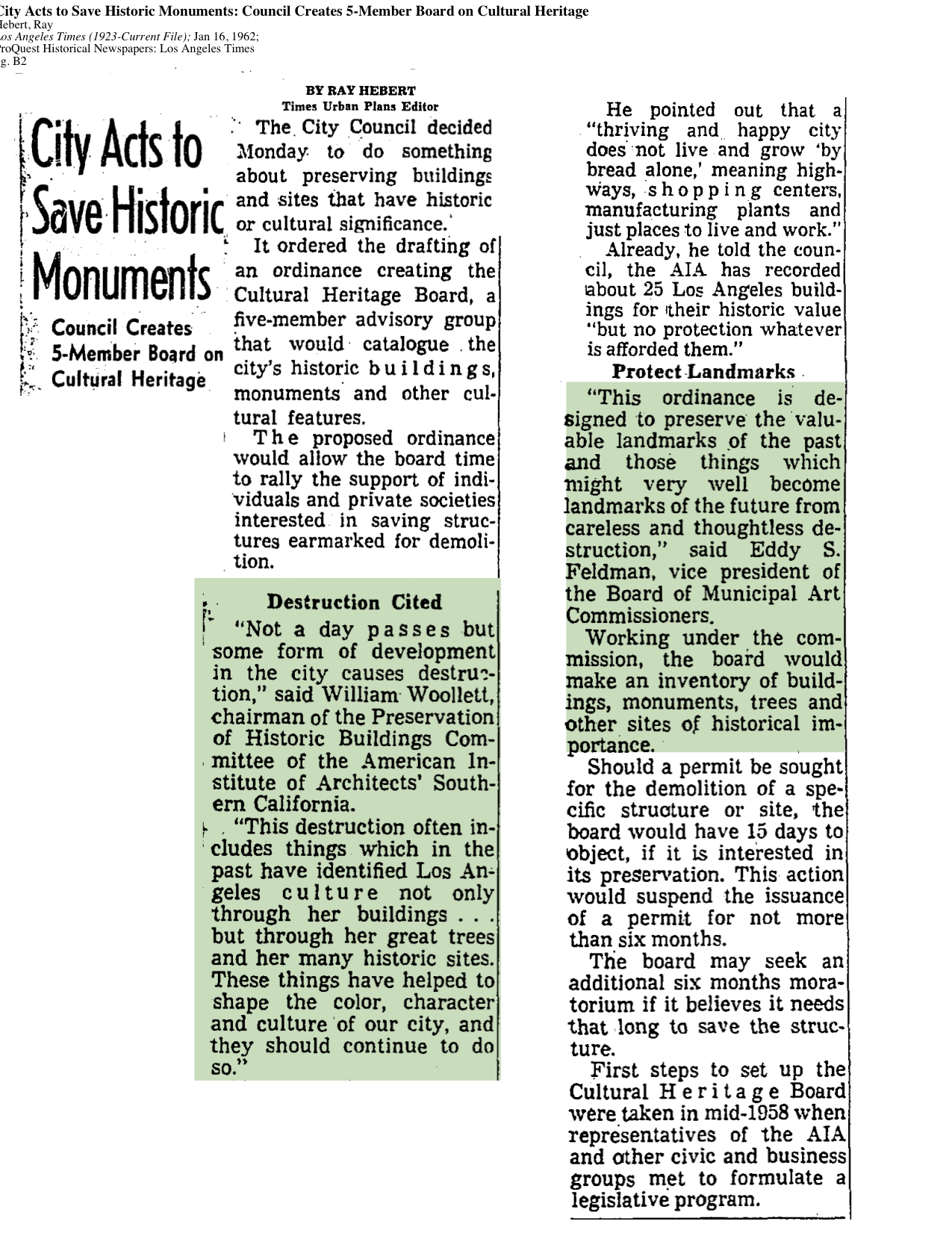 1962-City Acts To Save Historic Monuments