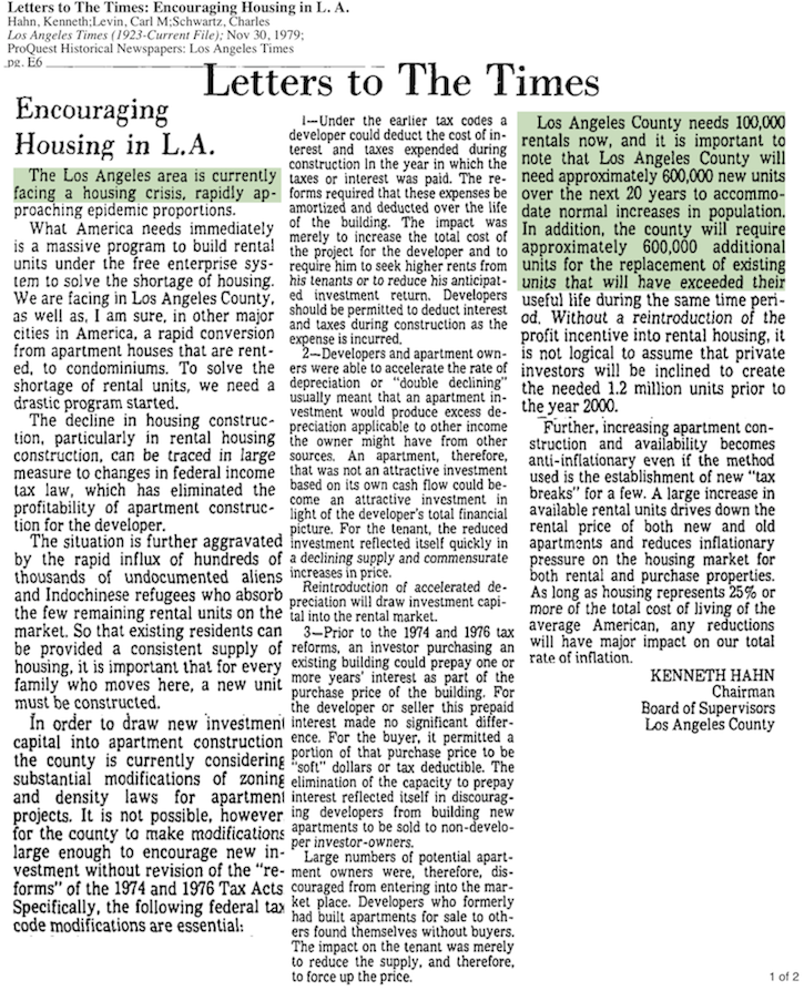 1979-Los Angeles Facing Housing Crisis