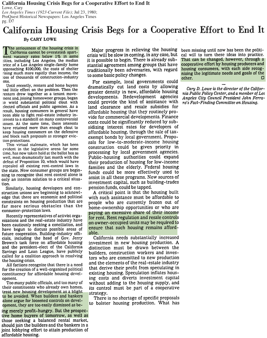 1980-California Housing Crisis Begs
