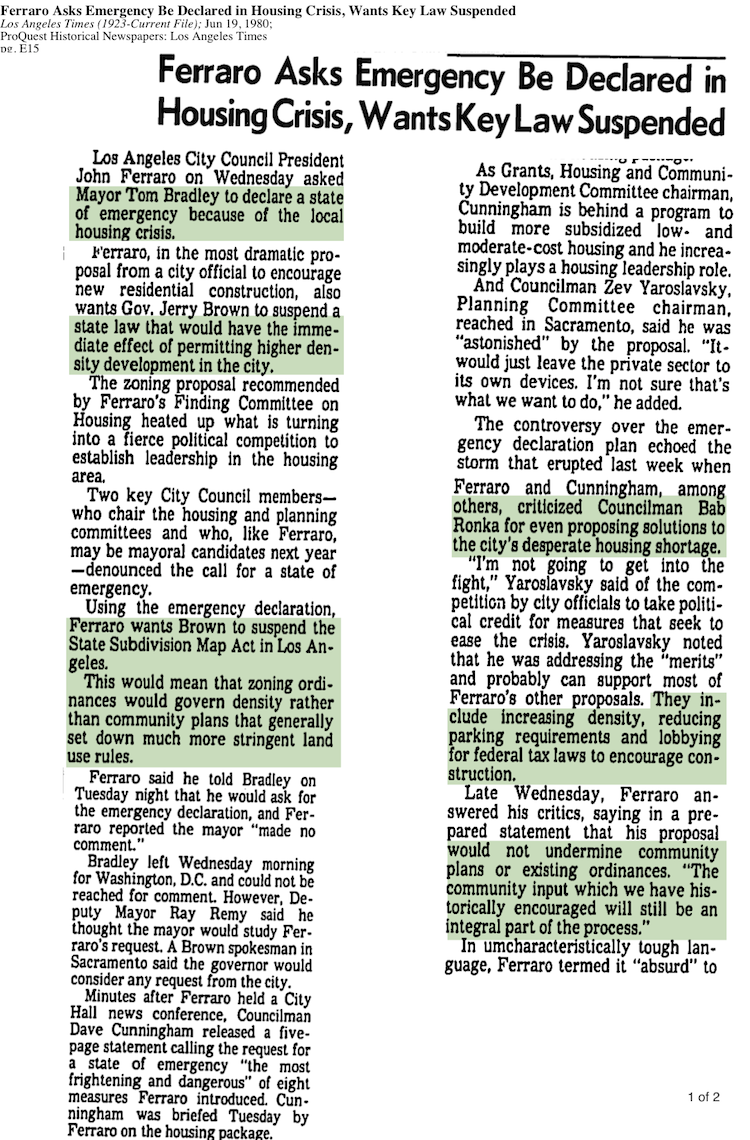 1980-Ferraro Emergency Declared Housing Crisis