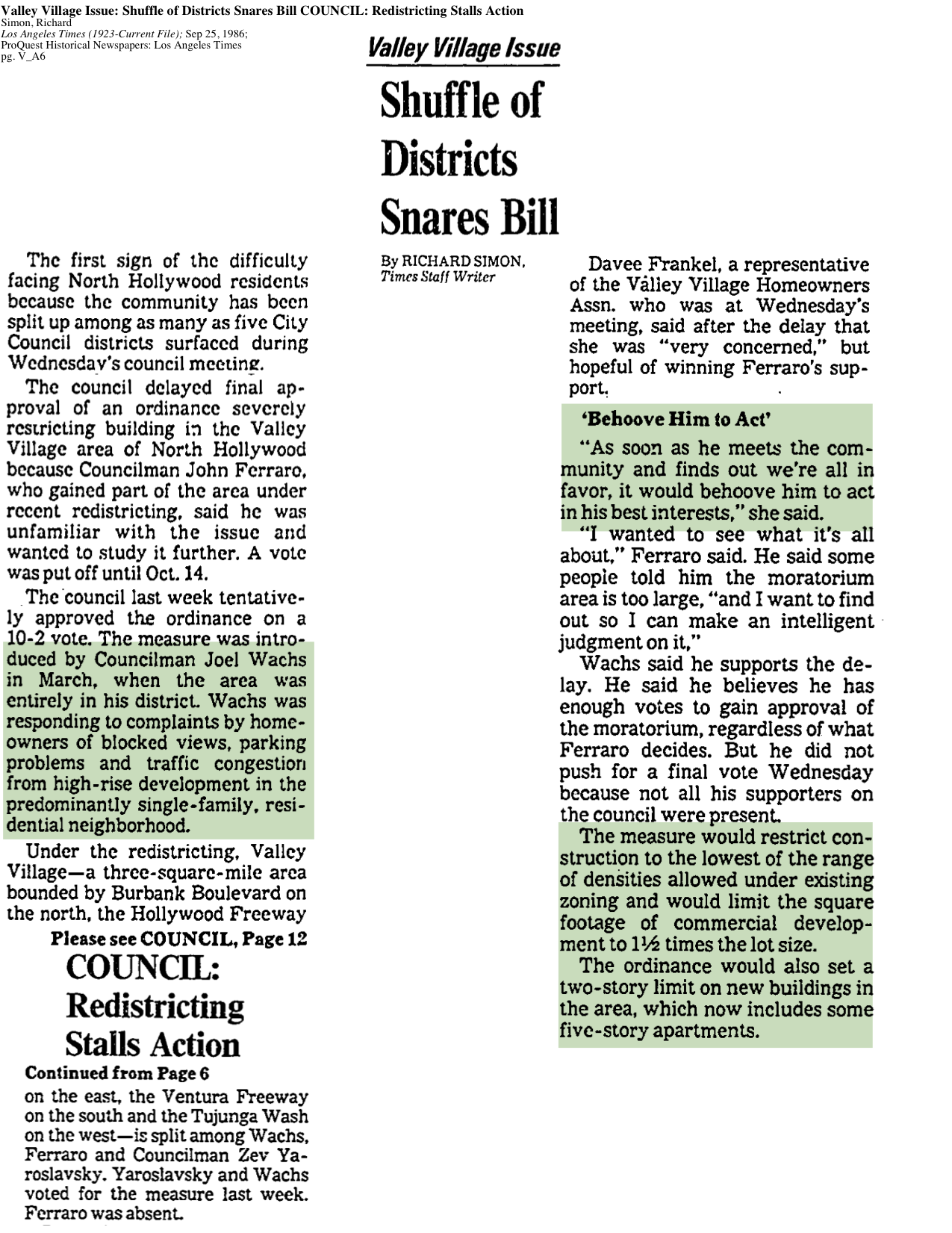 1986-Shuffle Of Districtes Snares Bill