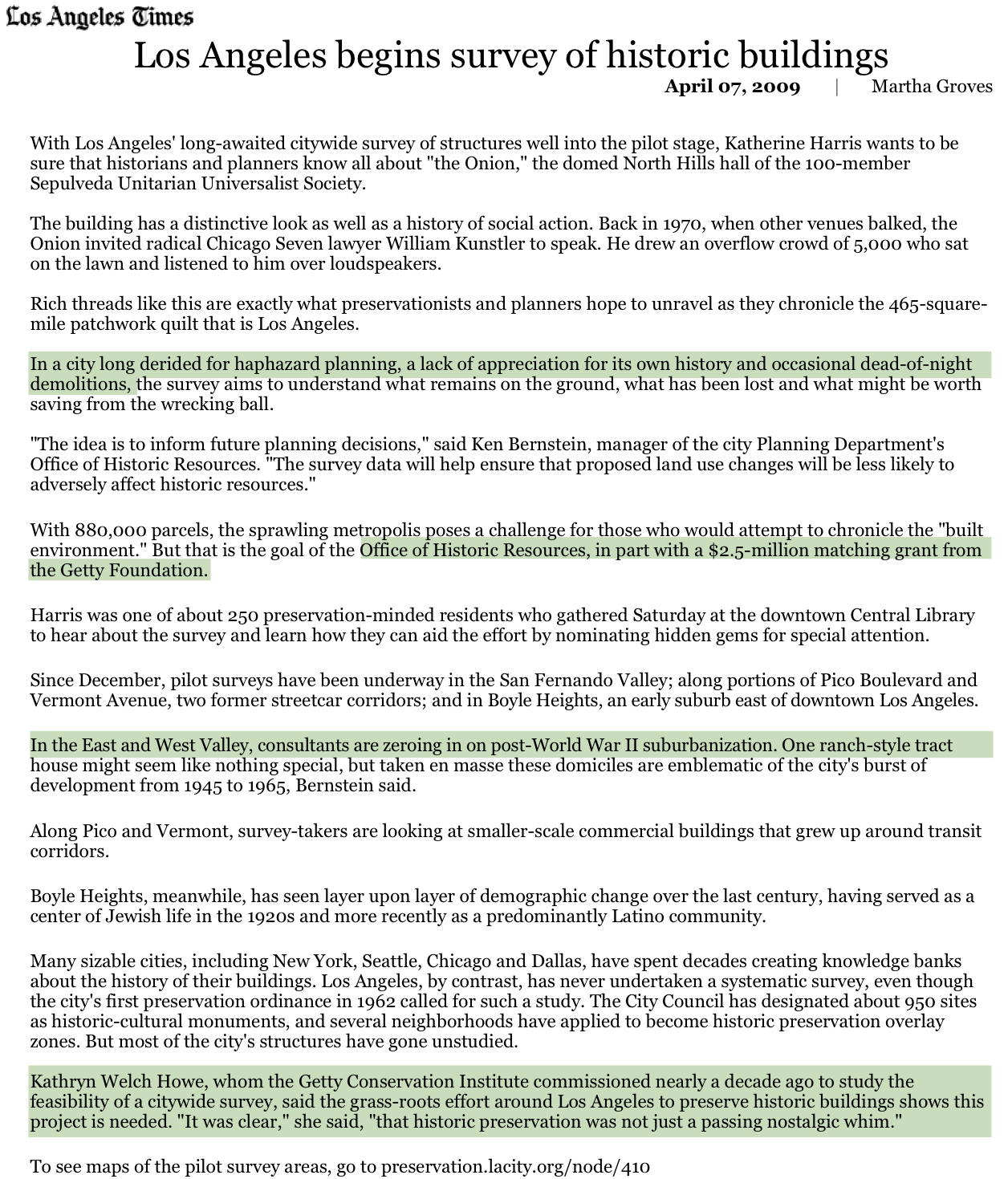 April 2009-Survey of historical buildings