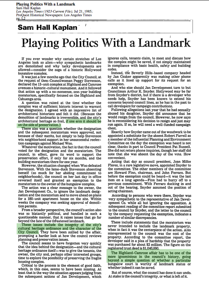 1985-Playing Politics With A Landmark