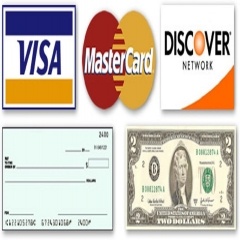 Cash, Check, MC Visa Discover